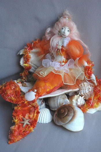 Audrina, 16 inch Mermaid Cloth Doll, with Cloth Seashell - Cloth Doll Making Sewing Pattern