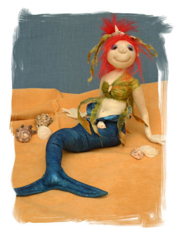 Charming 17" craft velour mermaid with glass animal eyes. - Doll Pattern