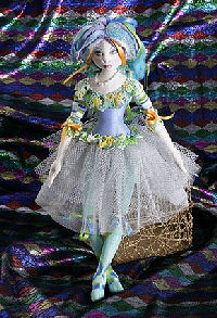 Enchanting 15" doll with simple sculpting, butoon and sewn joints.