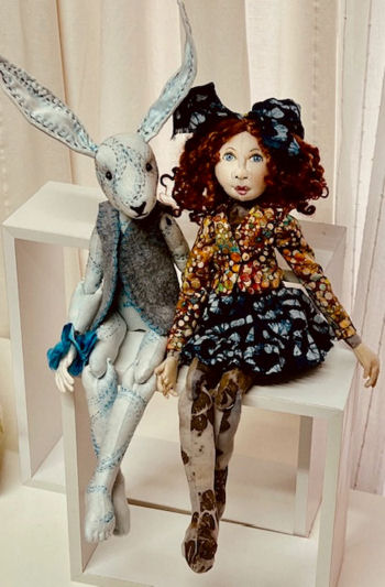 Good Friends - 14” Jointed Girl and Rabit Cloth/Fabric Doll Sewing Pattern by Jan Horrox