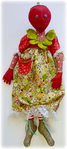 Steffie Strawberry Cloth Doll Making Sewing Pattern by Leslie Molen