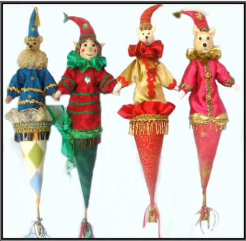 This wonderful array of 22" cone puppets features an Elf, Cat, Mouse and Bear.