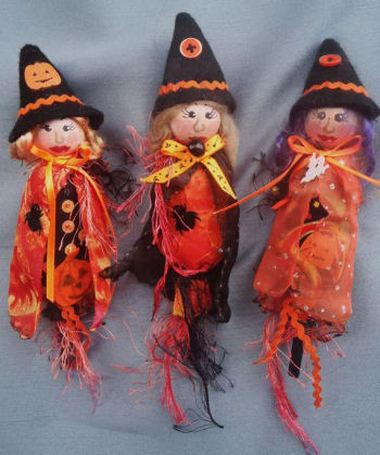 Lil Witches - Halloween Ornaments Cloth  Doll Sewing Pattern
