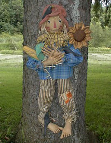 The pattern for this wonderful 37” scarecrow includes the sunflower, corn and crows.