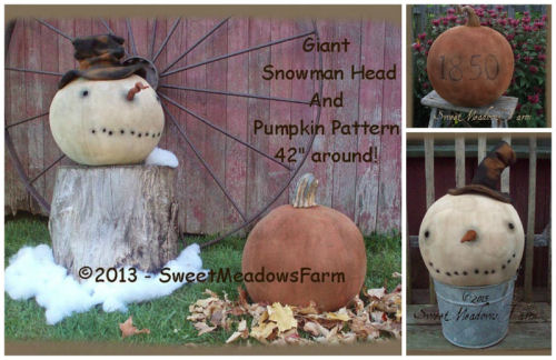 Giant Snowman Head and Pumpkin 