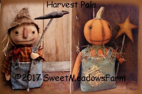 Harvest Pals - Fall Scarecrow and Pumpkin Dolls - Cloth Doll Making Sewing Pattern - Fabric