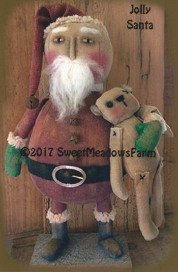 Jolly Round Santa and Bear Cloth Doll Making Sewing Pattern
