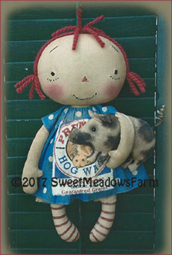 This cute raggedy style doll measures 15-1/2" long. - Hog Wash Annie Cloth Doll Pattern