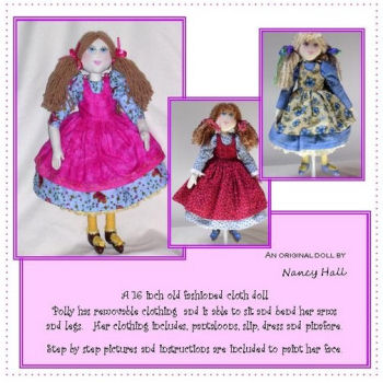 Polly, designed by Nancy Hall, is a charming 16" little lady. The pattern has detailed instructions and color step by step photos to create her face.