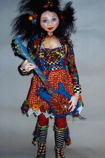 18" gal and her amazing guitar. Cloth Doll Making Soft Sewing Fabric Pattern