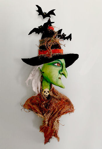 Head Witch - 20" Painted Fabric Door Art - Cloth Doll Pattern