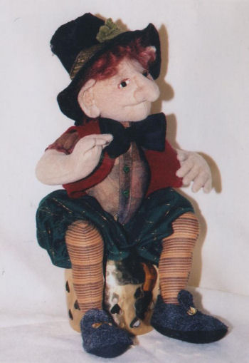 This pattern makes a 9" leprechaun doll perfect for a Saint Patrick's Day table decoration.