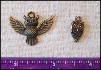 Steampunk Trinkets - Whimsical Theme for Doll Making - Bronze owls (2)