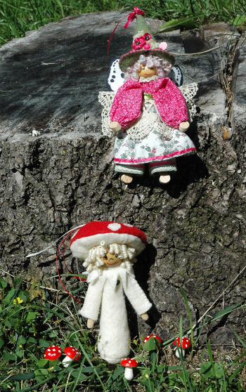 Mini Clothespin Fae and Mushroom Girl  Clothespin Dolls