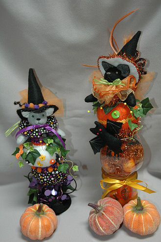  Hazel and Maddy, Halloween Kitties, Pincushion decor Dolls - New Pattern