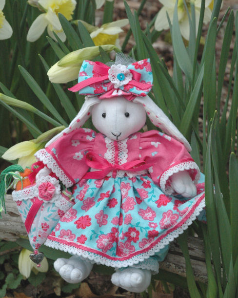 Emily Jane, an 8inch Shabby Chic Cloth Rabbit Dol Cloth Doll Pattern