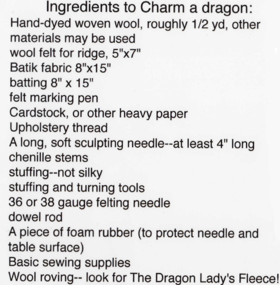 Supply List for  pattern