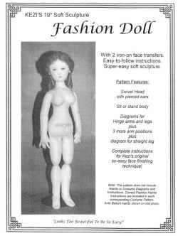 19" Fashion Doll Pattern by Kezi Matthews - Cloth Doll Pattern