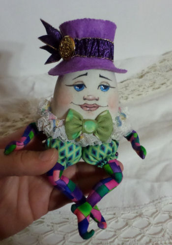 Humpty Dumpty (Approx. 6" to 8" tall) is a classy egg man with his top hat and sweet face.