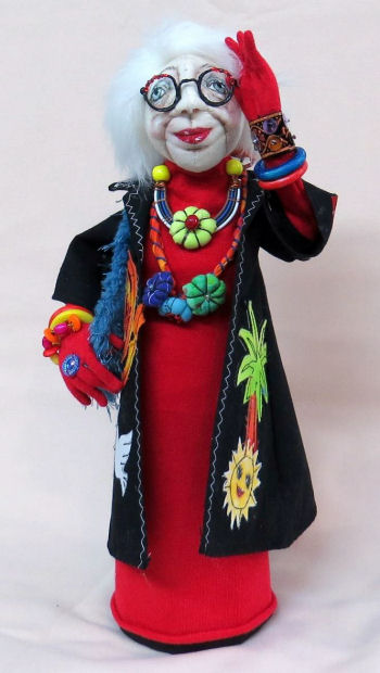 Iconic Iris is a fun stump doll, standing at 14 - 16 inches tall - Cloth Doll Pattern by Sharon Mitchell.