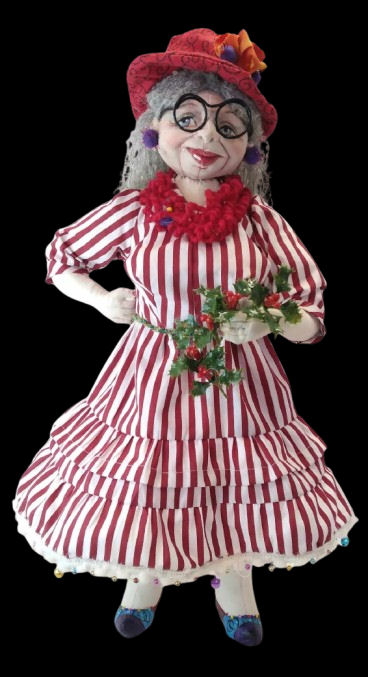 Fun Cloth Doll Design - Iconic Iris is a fun stump doll, standing at 14 - 16 inches tall - Cloth Doll Pattern by Sharon Mitchell. Mrs. Santa Claus