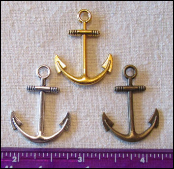 Steampunk Trinkets - Nautical Theme for Art Dolls - Silver, gold, & bronze anchors 