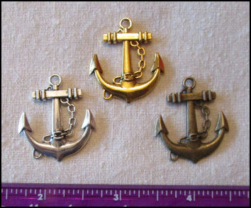 Steampunk Trinkets - Nautical Theme for Art Dolls - Silver, gold, & bronze anchors