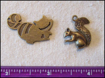 Steampunk Trinkets - Whimsical Theme for Doll Making - Bronze raccoon & squirrel 