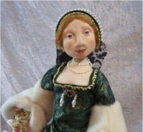 Learn to make an exquisite Tudor costume for this graceful 20" English Lady.